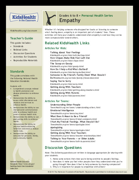Empathy: Grades 6-8 Lesson Plan