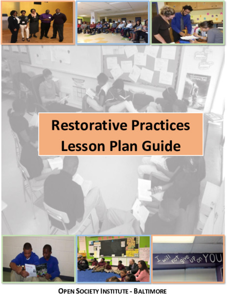Restorative Practices Lesson Plan Guide Unit Plan