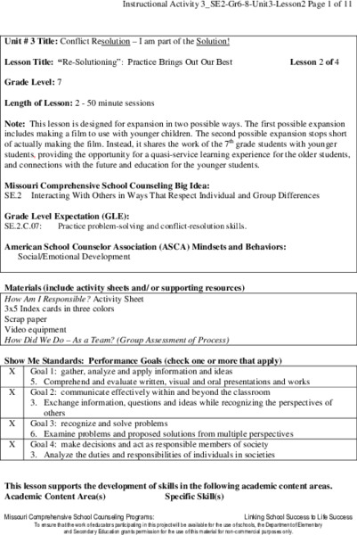 “Re-Solutioning”: Practice Brings Out Our Best Lesson Plan