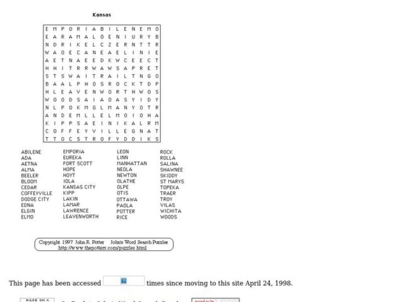 Kansas Worksheet