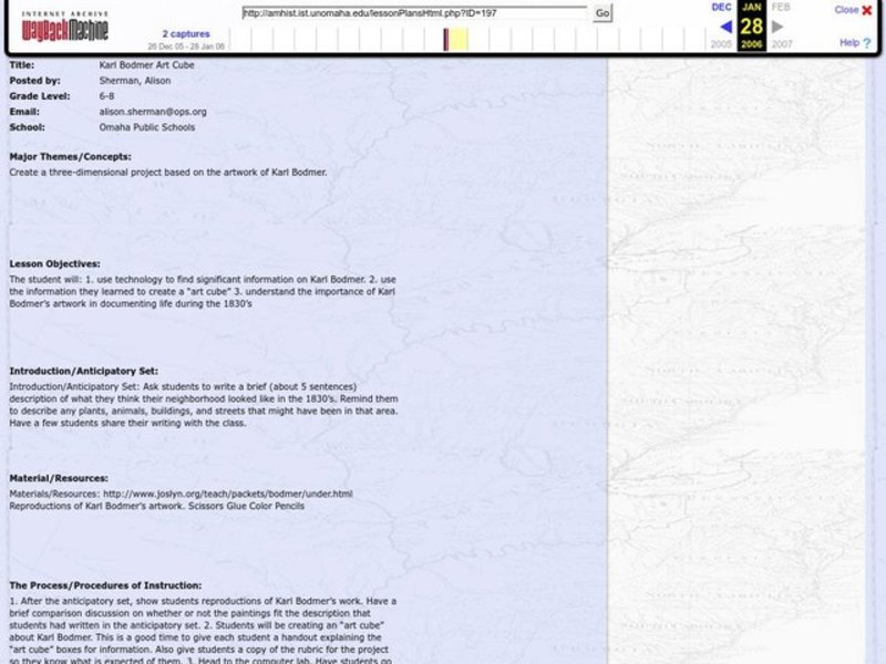 Karl Bodmer Art Cube Lesson Plan