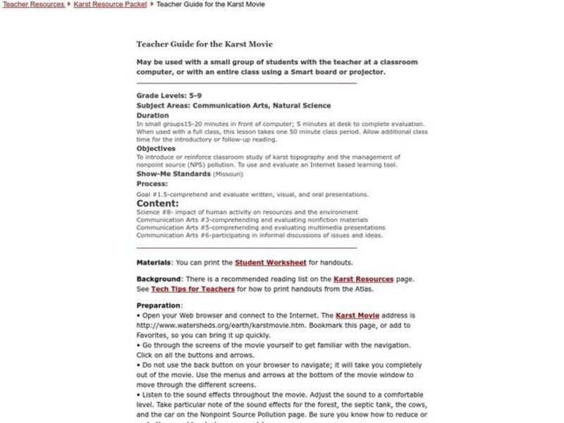 Karst Topography Lesson Plan
