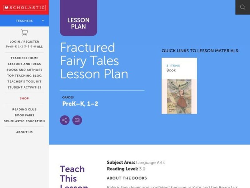 Kate and the Beanstalk Lesson Plan Lesson Plan
