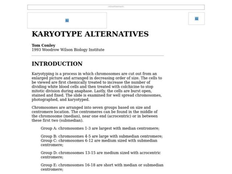 KARYOTYPE ALTERNATIVES Lesson Plan