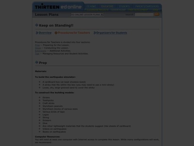 Keep on Standing!! Lesson Plan