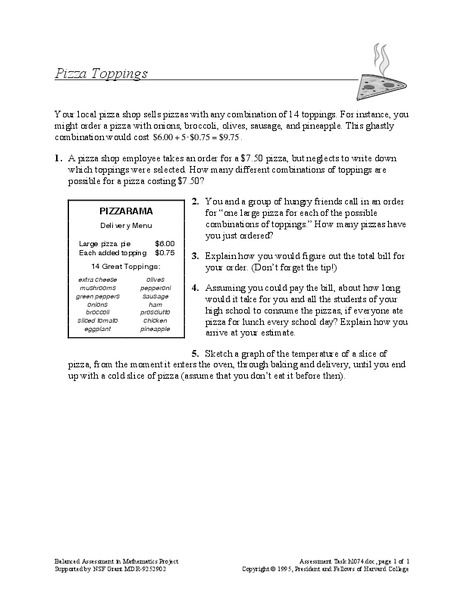 Pizza Toppings Assessment