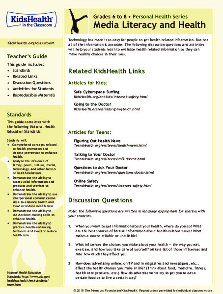 Media Literacy and Health: Grades 6-8 Lesson Plan