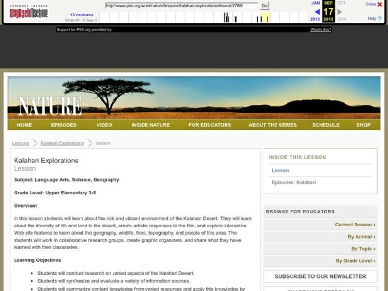 Kalahari Explorations Lesson Plan