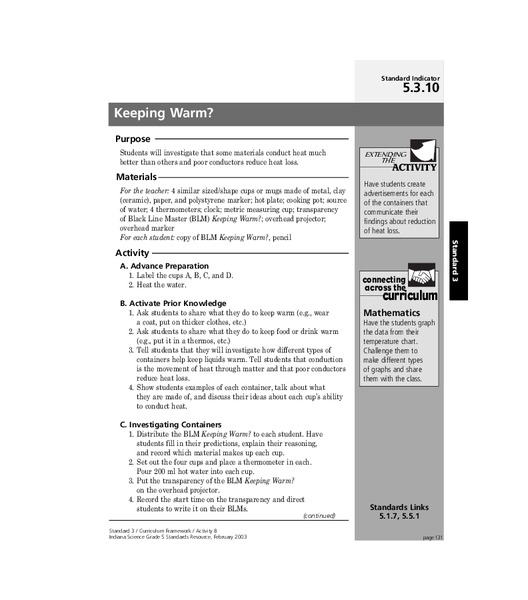 Keeping Warm? Lesson Plan