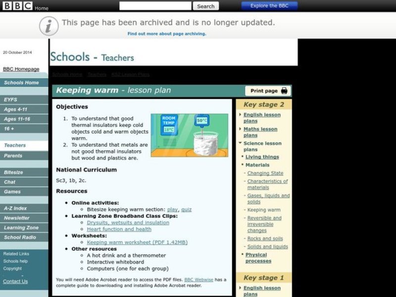 Keeping Warm Lesson Plan
