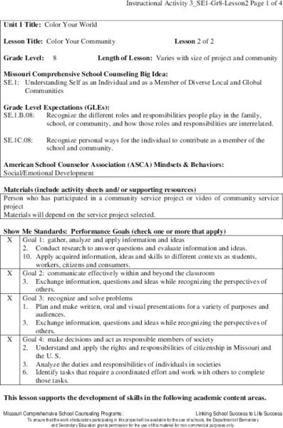 Color Your Community Lesson Plan