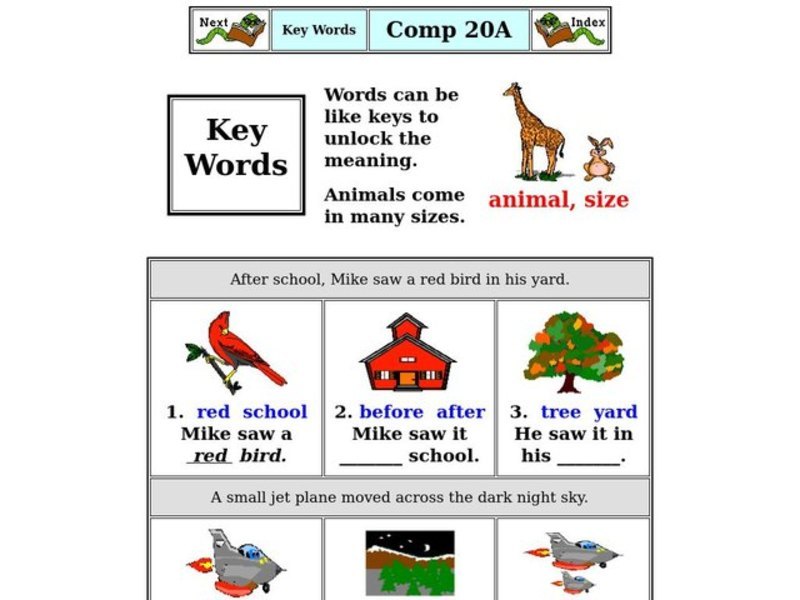 Key Words Worksheet