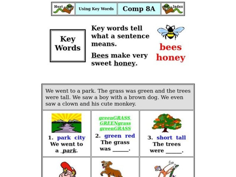 Key Words Worksheet