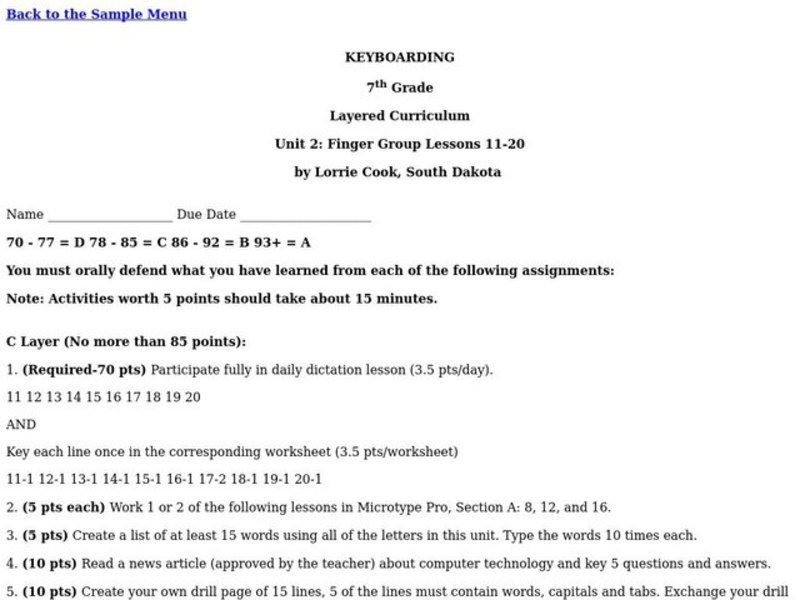 Keyboarding Lesson Plan