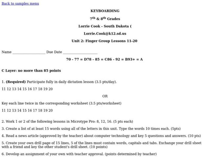 Keyboarding Lesson Plan