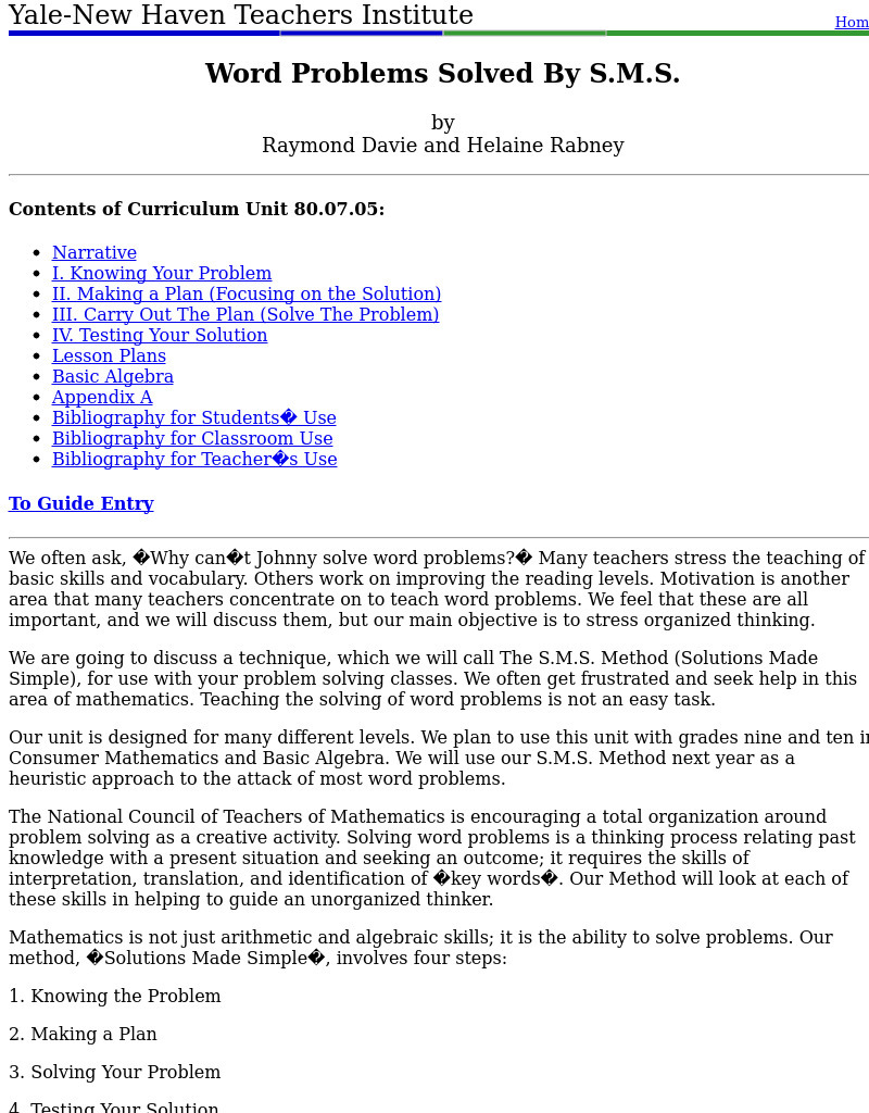 Word Problems Solved By S.M.S. Lesson Plan