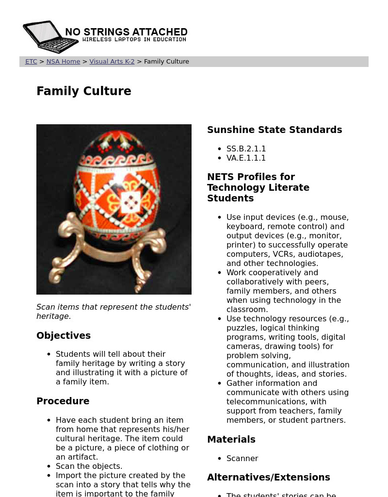 Family Culture: Lesson Plan