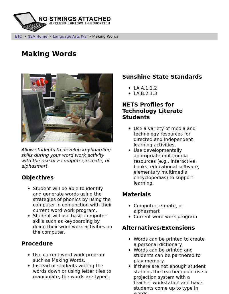 Making Words Lesson Plan