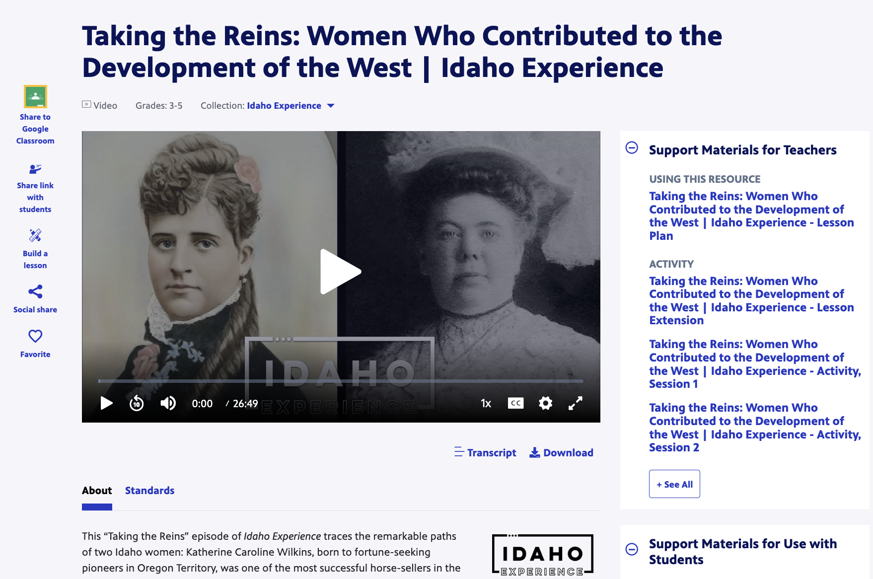 Taking the Reins: Women Who Contributed to the Development of the West | Idaho Experience Instructional Video