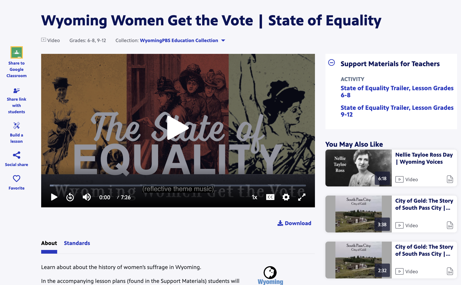 Wyoming Women Get the Vote | State of Equality Instructional Video