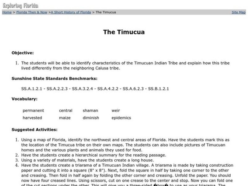 The Timucua Lesson Plan