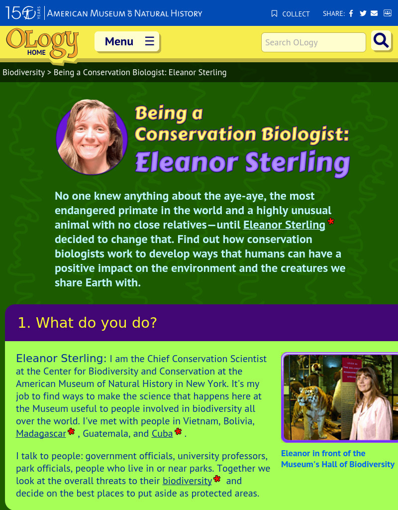 Being a Conservation Biologist: Eleanor Sterling Website
