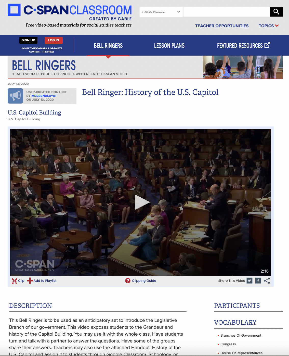 Bell Ringer: History of the U.S. Capitol Instructional Video