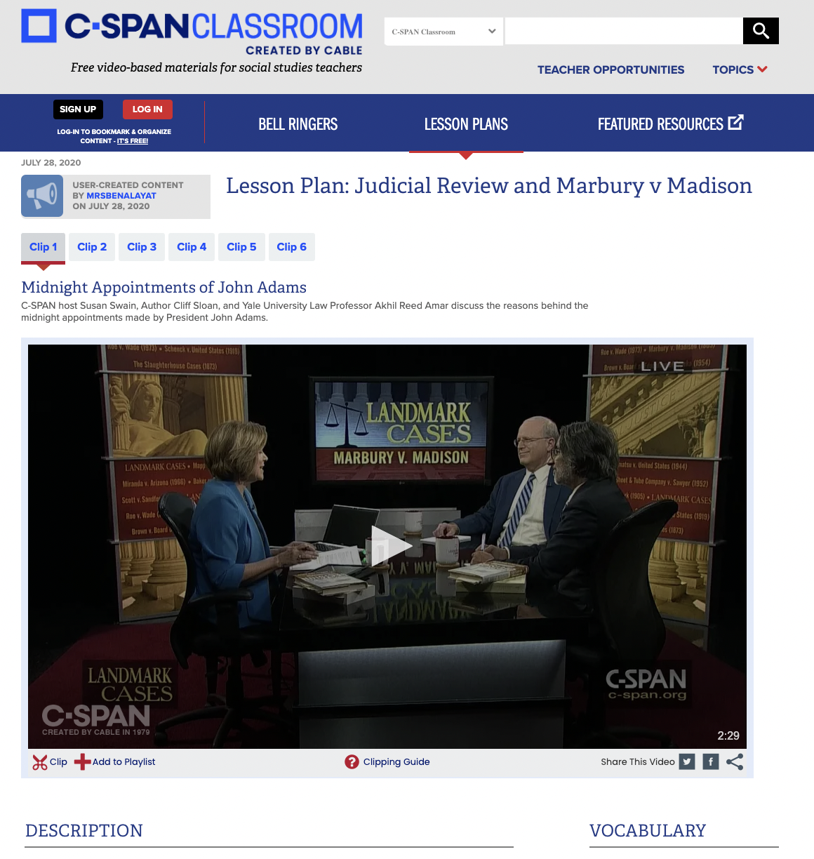 Judicial Review and Marbury v Madison Lesson Plan