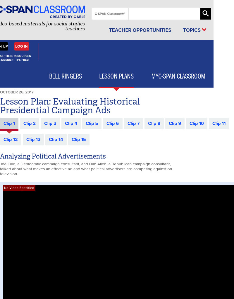 Evaluating Historical Presidential Campaign Ads Lesson Plan