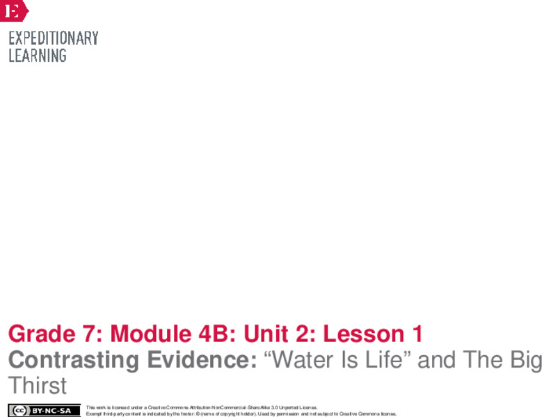 Contrasting Evidence: “Water Is Life” and The Big Thirst Lesson Plan