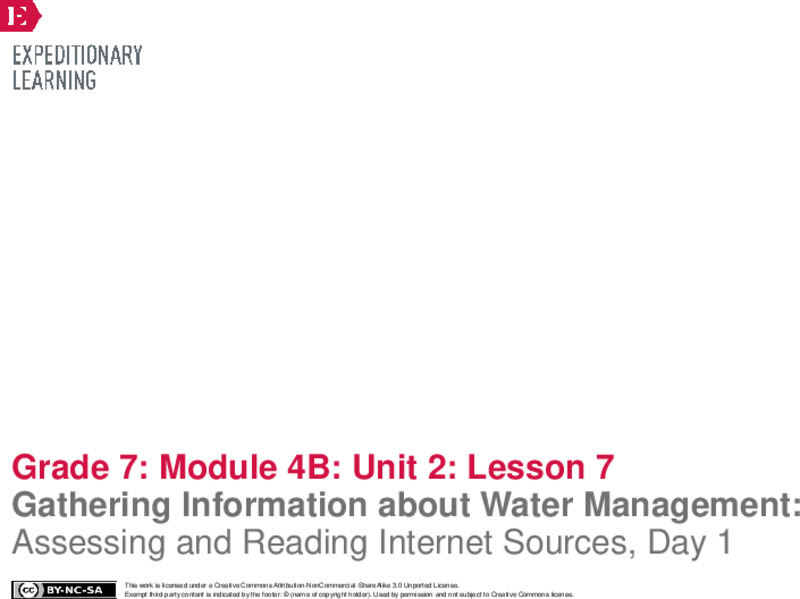 Gathering Information about Water Management: Assessing and Reading Internet Sources, Day 1 Lesson Plan