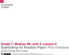Scaffolding for Position Paper: Peer Feedback and Citing Sources Lesson Plan