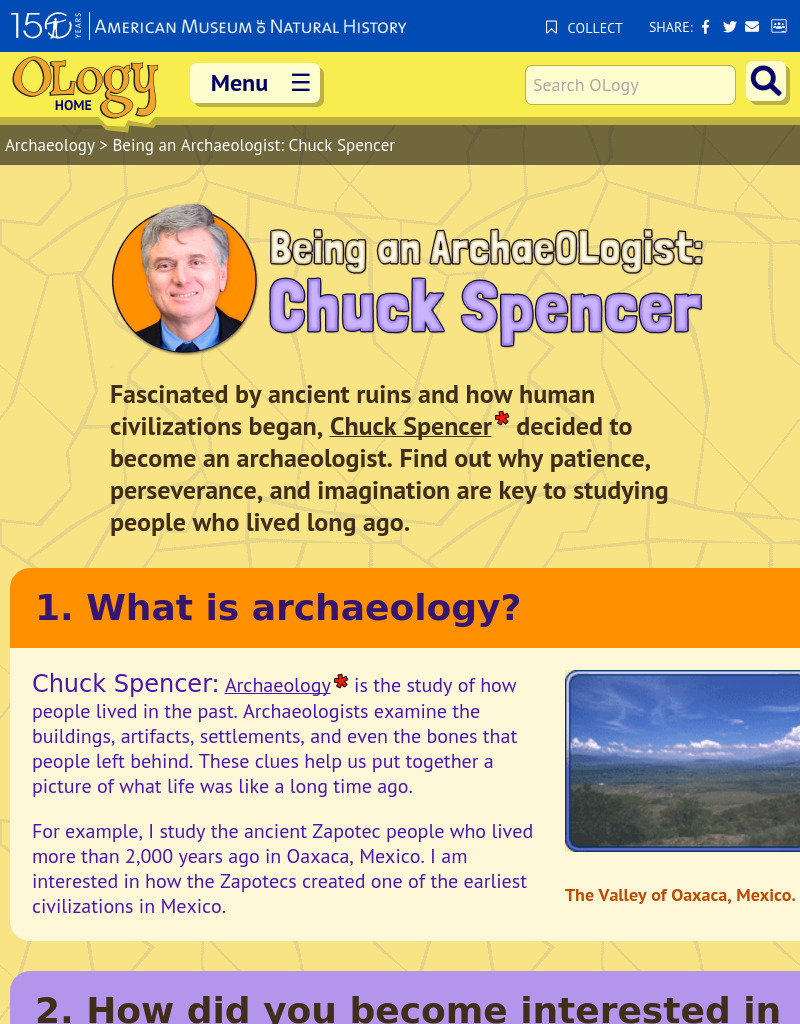 Being an Archeologist: Chuck Spencer Website