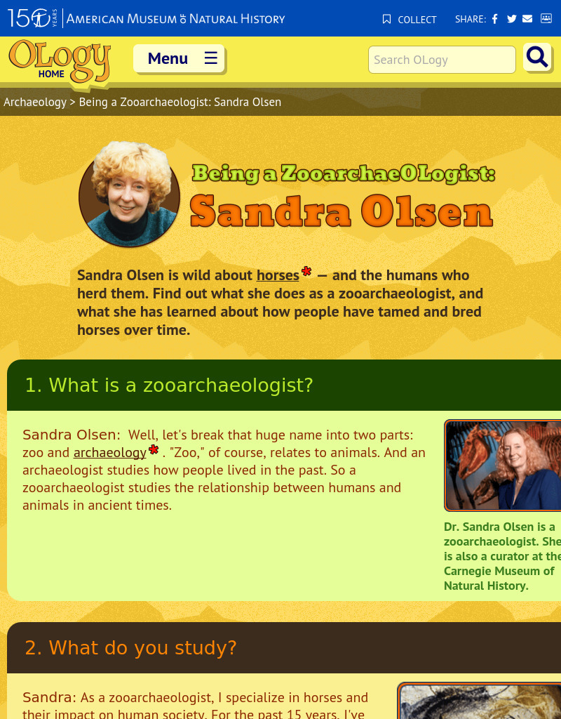 Being a Zoologist: Sandra Olsen Website