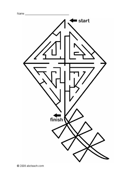 Kite Maze Worksheet