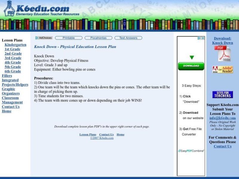 Knock Down Lesson Plan