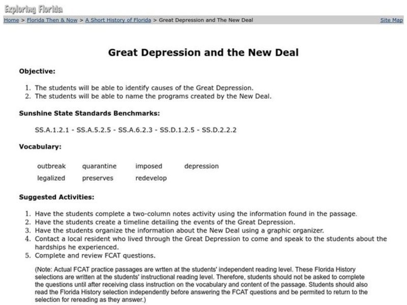 Great Depression and the New Deal Lesson Plan
