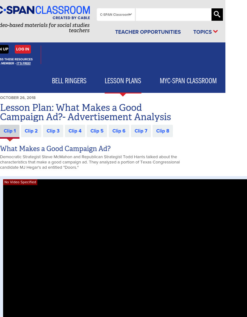 What Makes a Good Campaign Ad?- Advertisement Analysis Lesson Plan