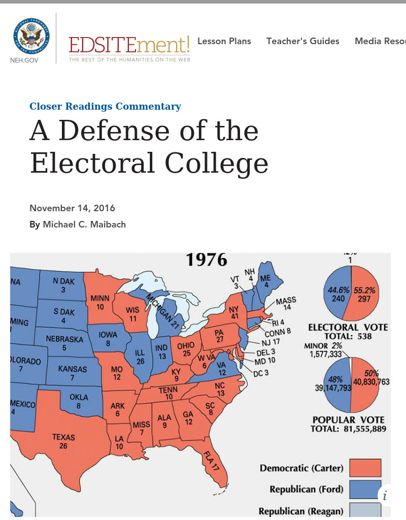 A Defense of the Electoral College Activity