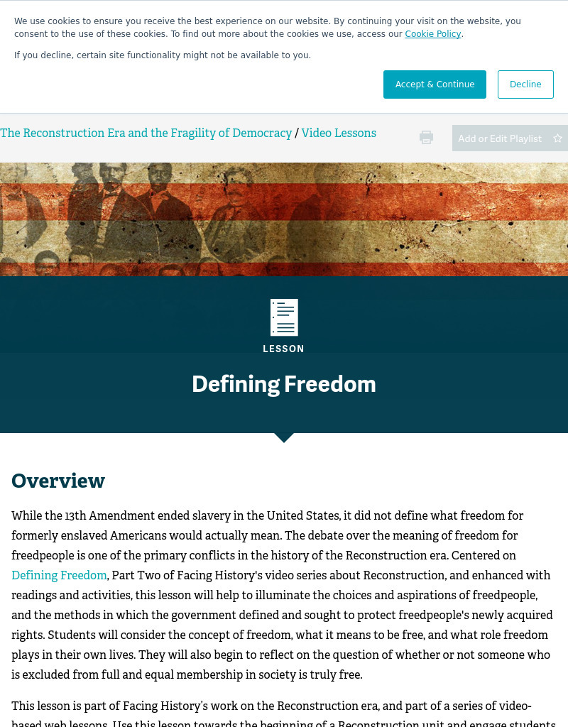 Defining Freedom Lesson Plan