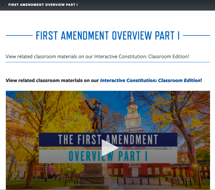 First Amendment Overview Part I Instructional Video