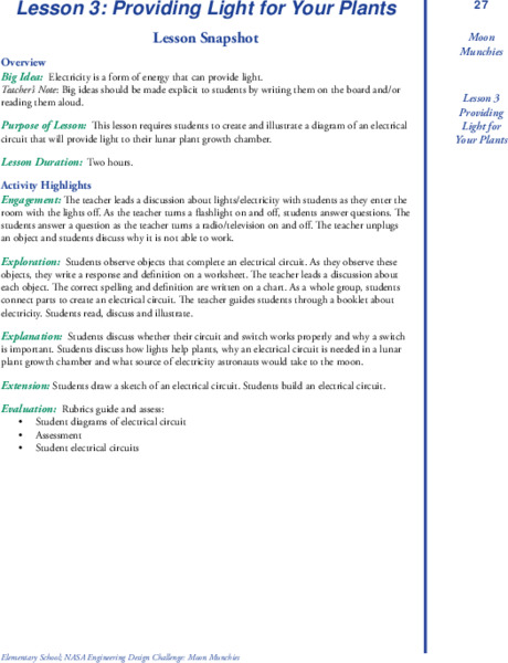 Providing Light for Your Plants Lesson Plan