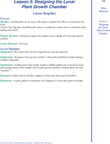 Designing and Building the Lunar Plant Growth Chamber Lesson Plan