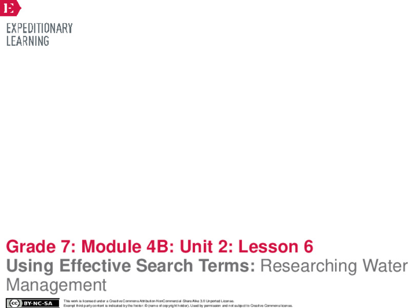 Using Effective Search Terms: Researching Water Management Lesson Plan
