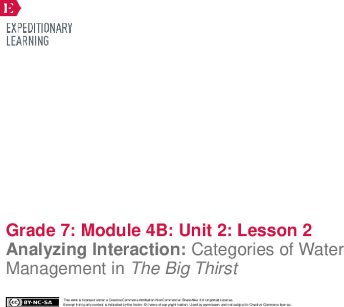 Analyzing Interaction: Categories of Water Management in The Big Thirst Lesson Plan