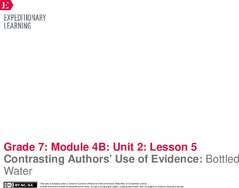 Contrasting Authors’ Use of Evidence: Bottled Water Lesson Plan