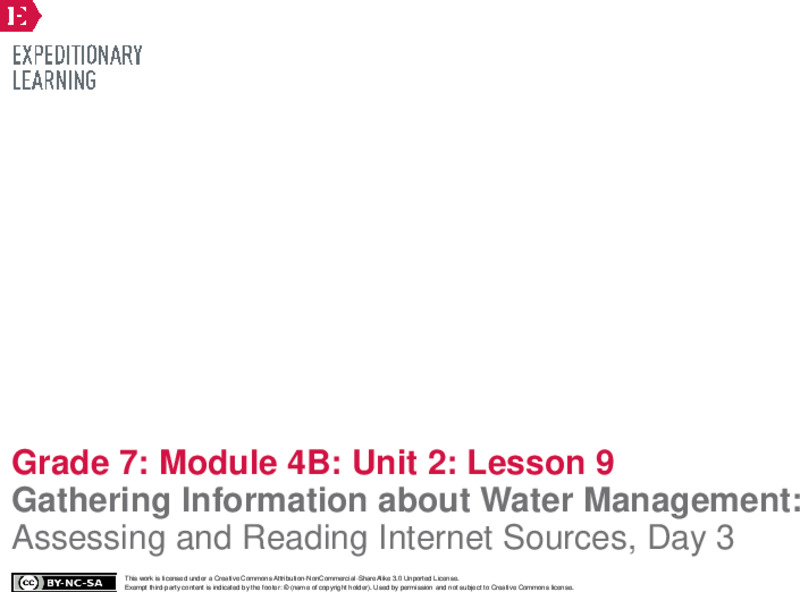 Gathering Information about Water Management: Assessing and Reading Internet Sources, Day 3 Lesson Plan