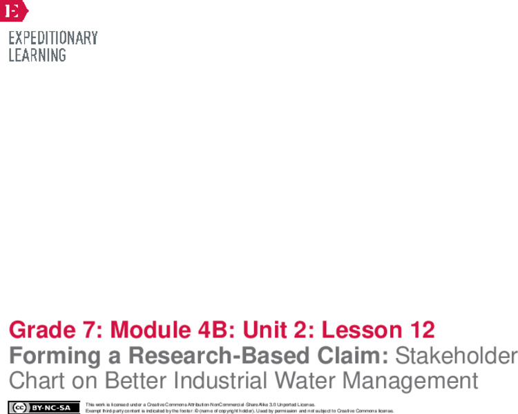 Forming a Research-Based Claim: Stakeholder Chart on Better Industrial Water Management Lesson Plan