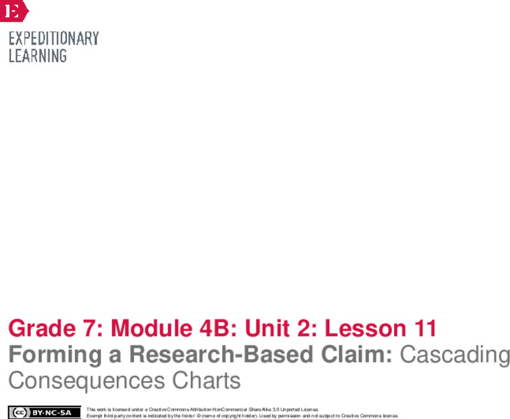 Forming a Research-Based Claim: Cascading Consequences Charts Lesson Plan