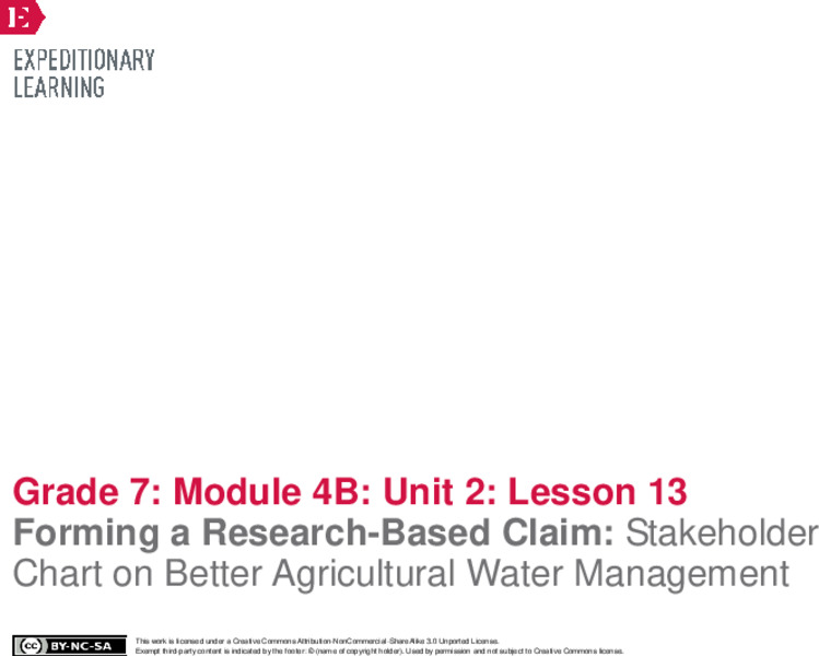 Forming a Research-Based Claim: Stakeholder Chart on Better Agricultural Water Management Lesson Plan